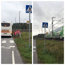 Jäkärlän oppilaiden bussipysäkin ja junaradan välissä ei ole kulkuestettä.